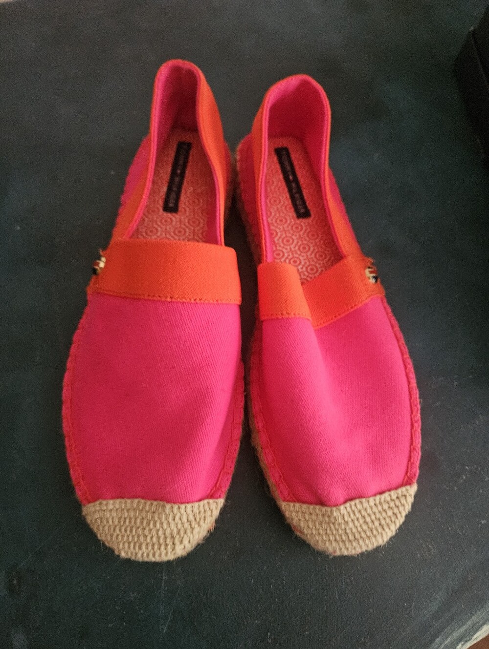 Tommy Hilfiger Pink & Orange Canvas Espadrilles sz 9